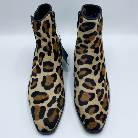 Aquatalia Faria Leopard Print Weatherproof Genuine Calf Hair Ankle Booties - Picture 3 of 14